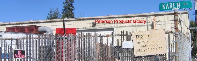 Peterson Products factory private parking and "NO PARKING" signs